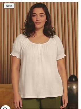 Avenue White Peasant Scoop-Neck Top